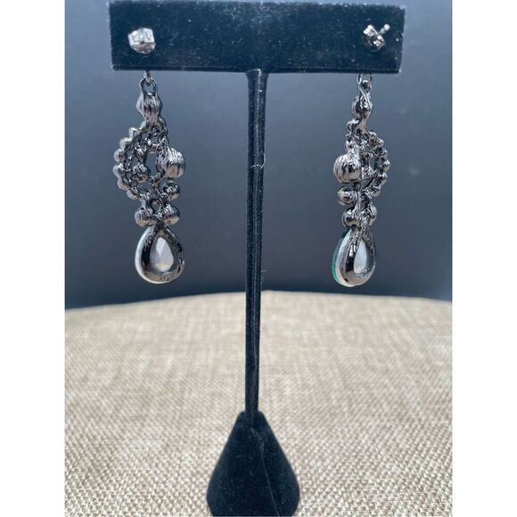 New EVER FAITH Women's Crystal Bohemia Bridal Hollow Wave  Chandelier Teardrop D - Picture 2 of 7